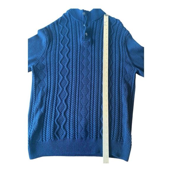 CHAPS RALPH LAUREN Men’s Size Large Sweater Shirt Cable Navy Blue Mock Neck - Picture 10 of 11